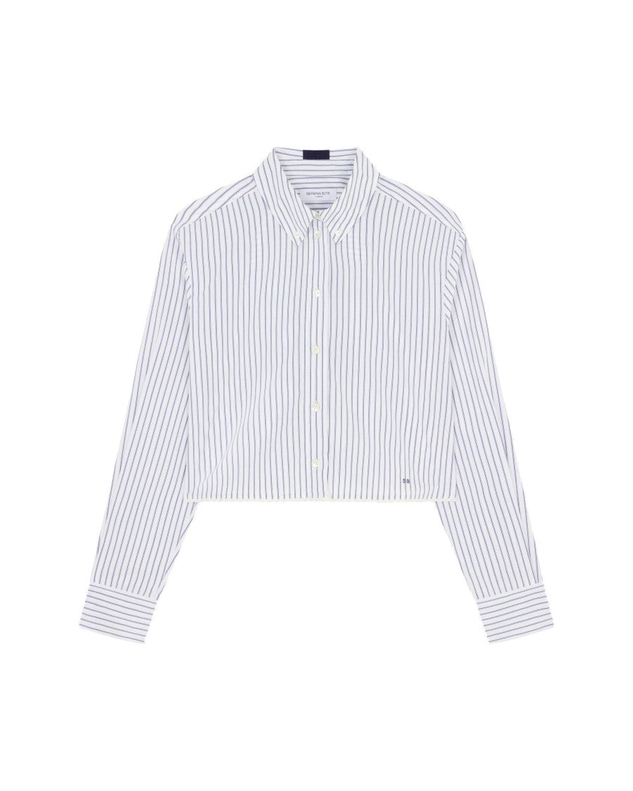 Serena Bute Striped Cropped Shirt - Navy/White