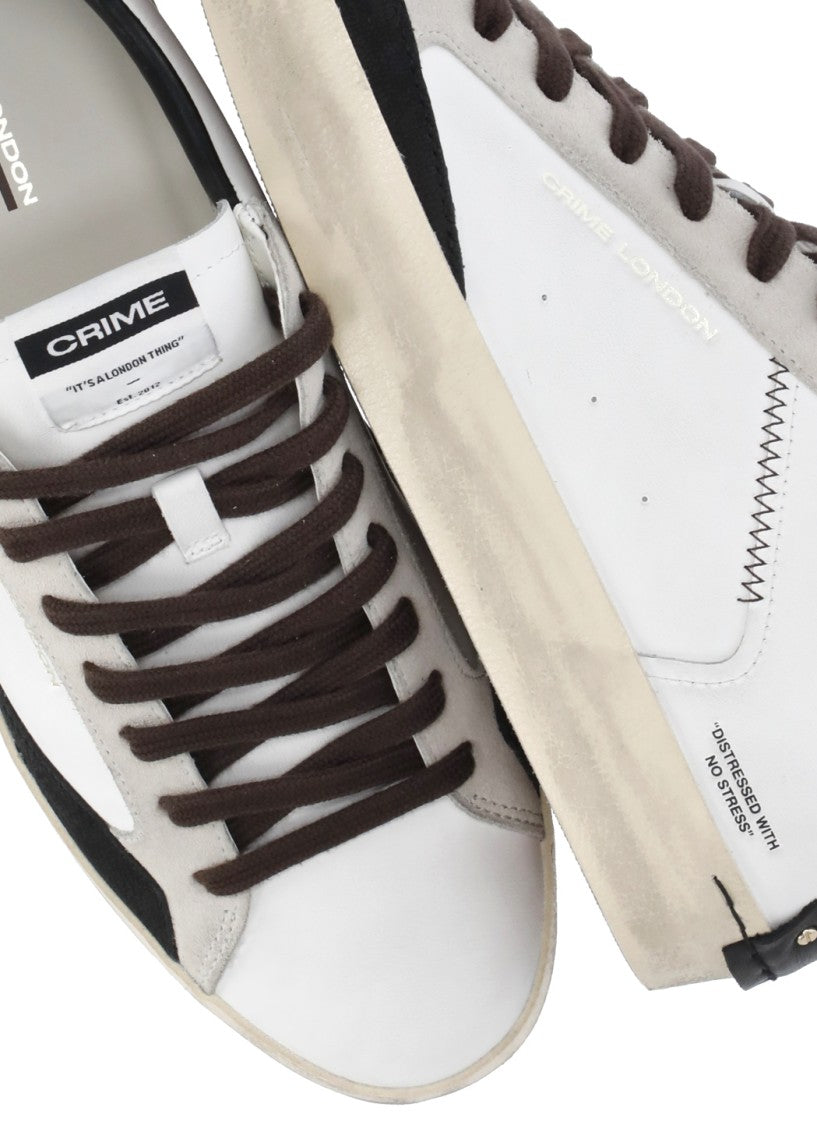 Crime London Brown Grey Suede Accents Leather Sneakers