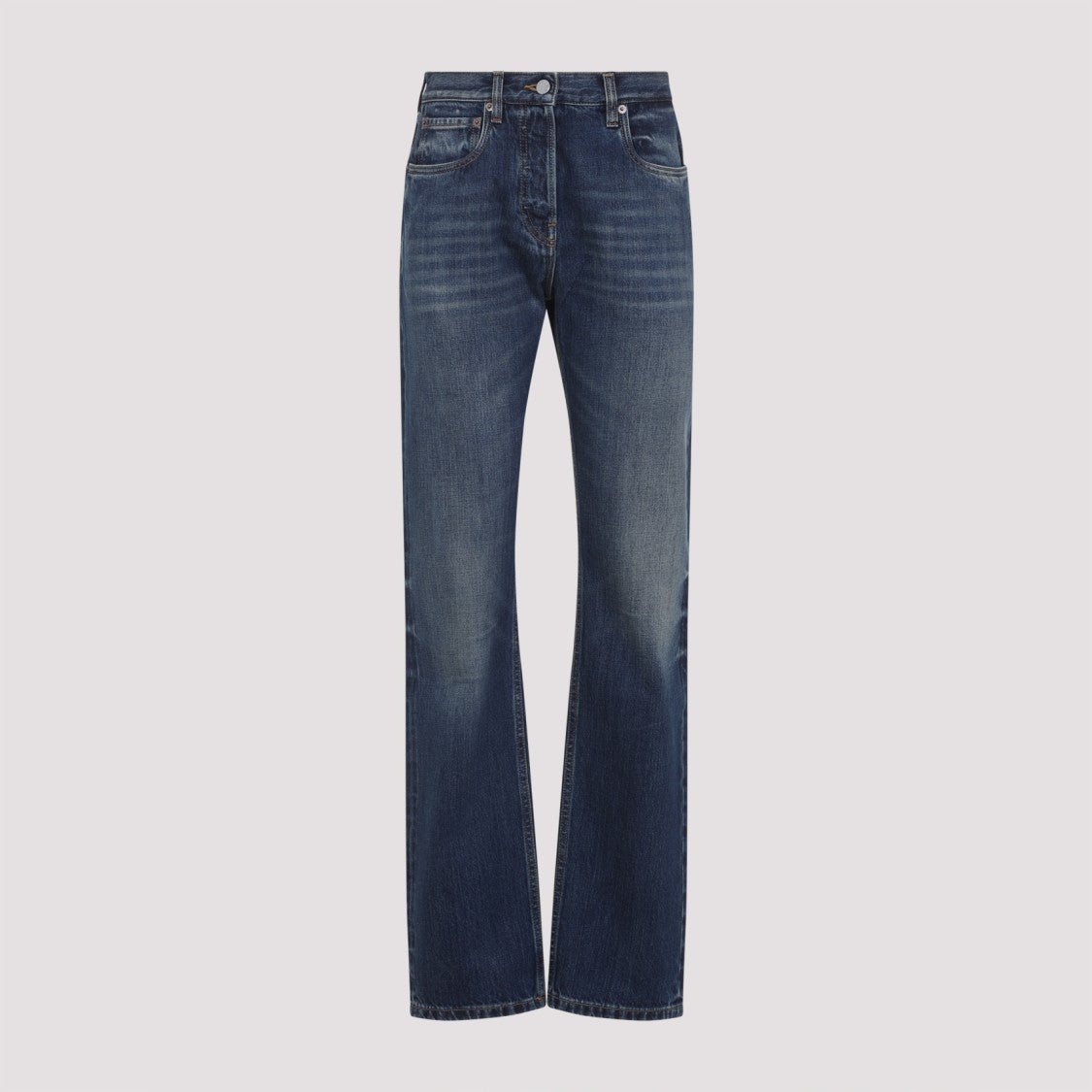 Prada Classic Straight-Leg Denim Jeans With Branded Patch