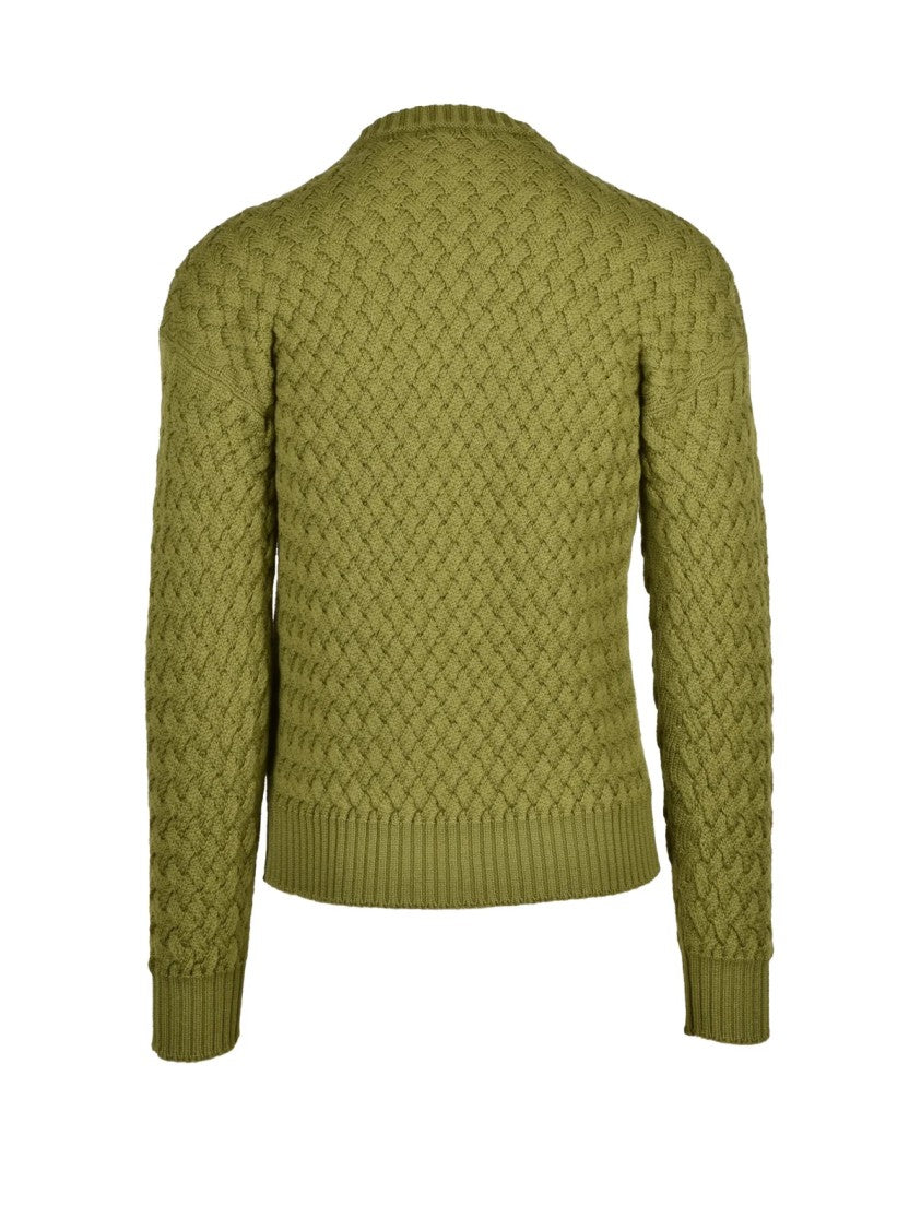 Alpha Studio Chunky Cable Knit Sweater In Pistachio Green