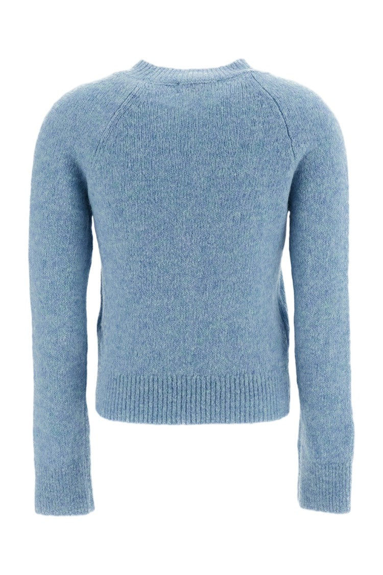 Dries Van Noten Light Blue Texas Cropped Alpaca Wool Crewneck Sweater