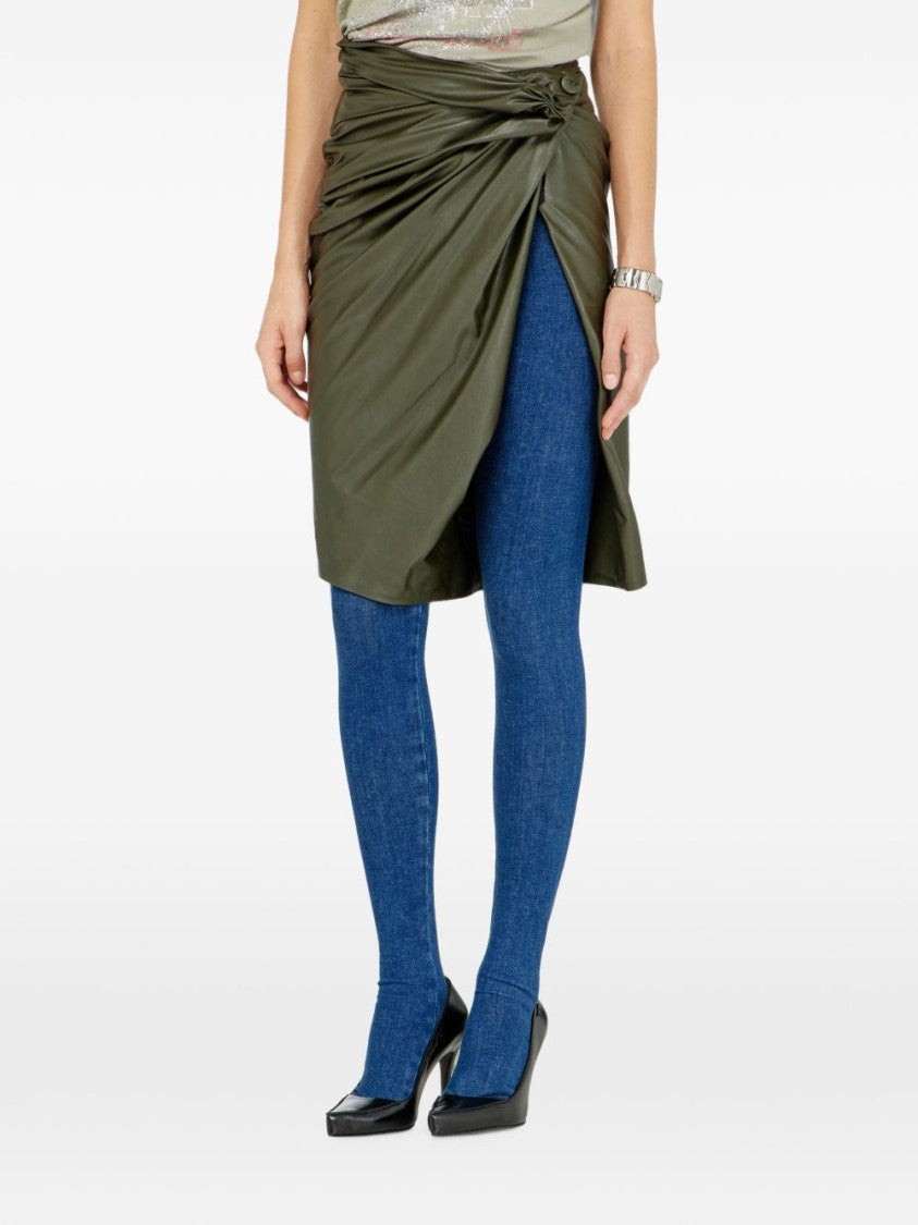 Diesel Wrap Skirt With Gathered Knot Detail And Front Slit