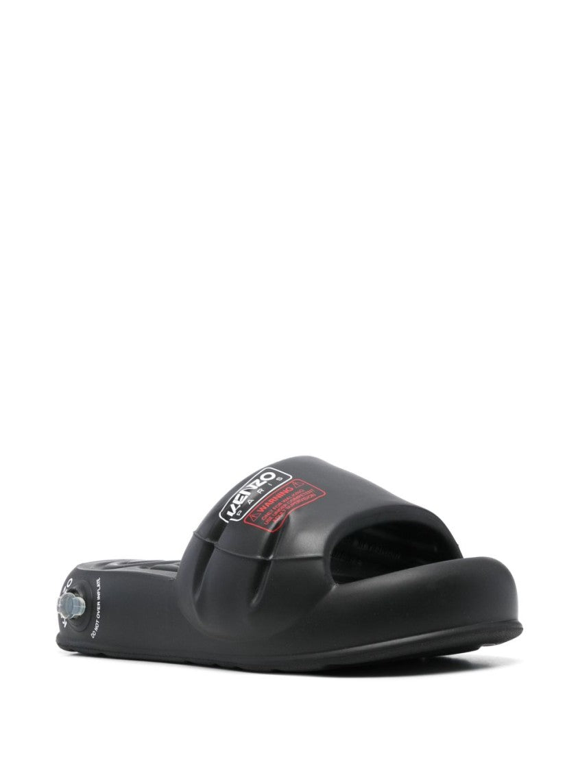 Kenzo Black Round Open Toe Moulded Sandals
