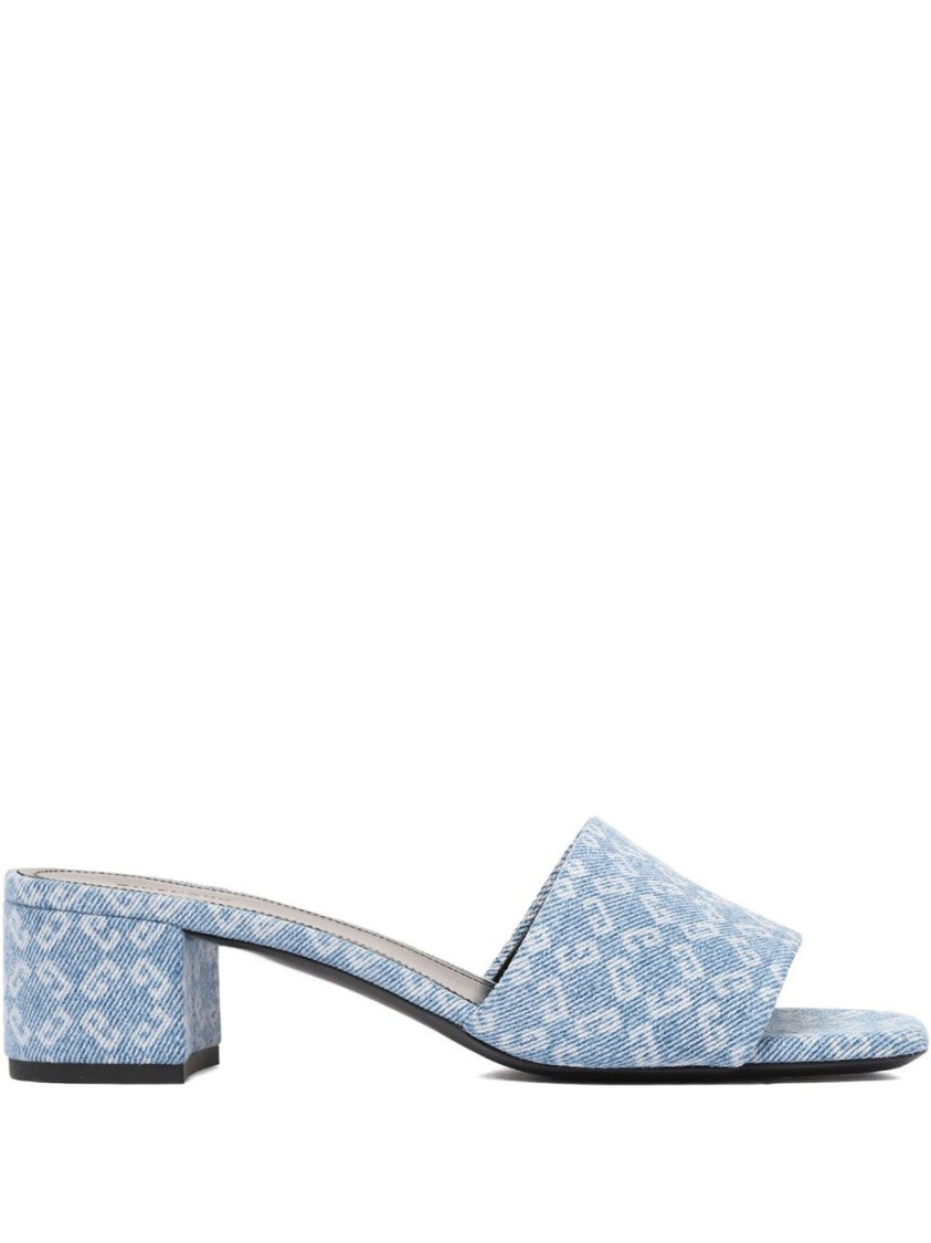 Givenchy Blue Low Block Heel Square Sandals
