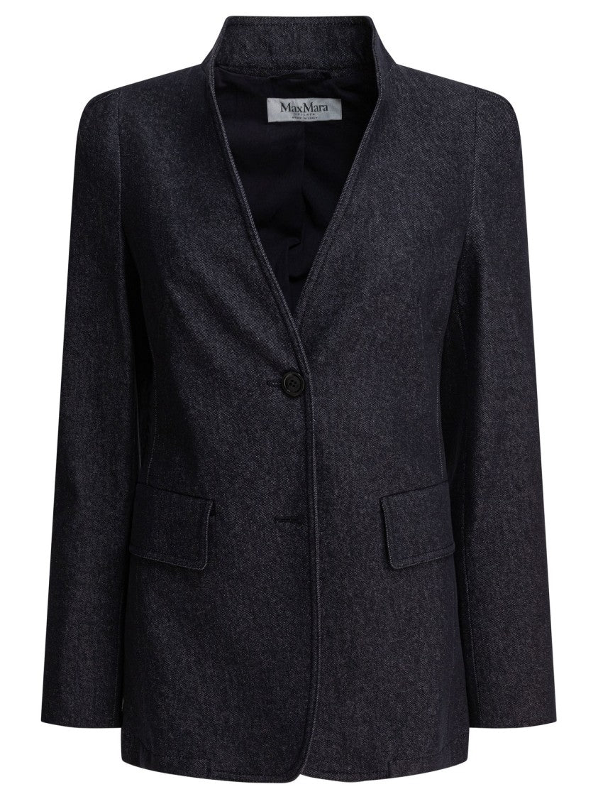 Max Mara Denim-Effect Blazer With Stand-Up Collar
