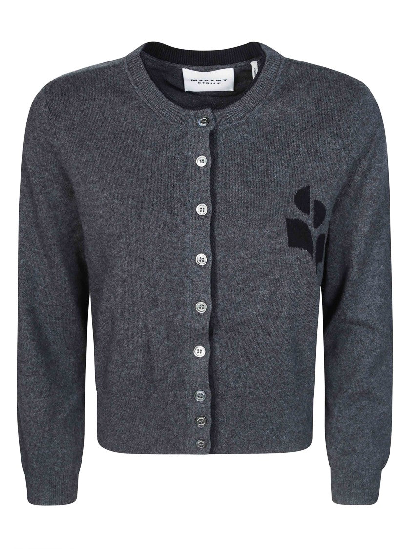 Isabel Marant Grey Abstract Graphic Cropped Cardigan