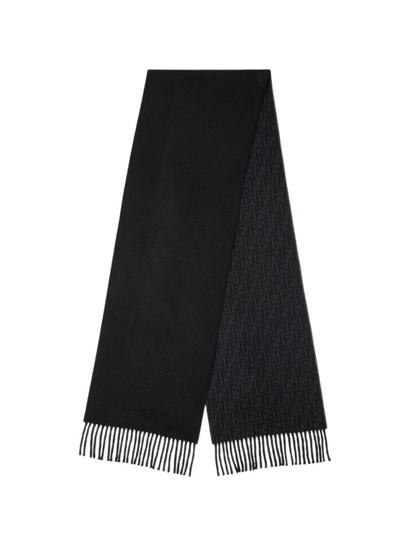 Fendi Reversible Textured Fringed Ends Scarf