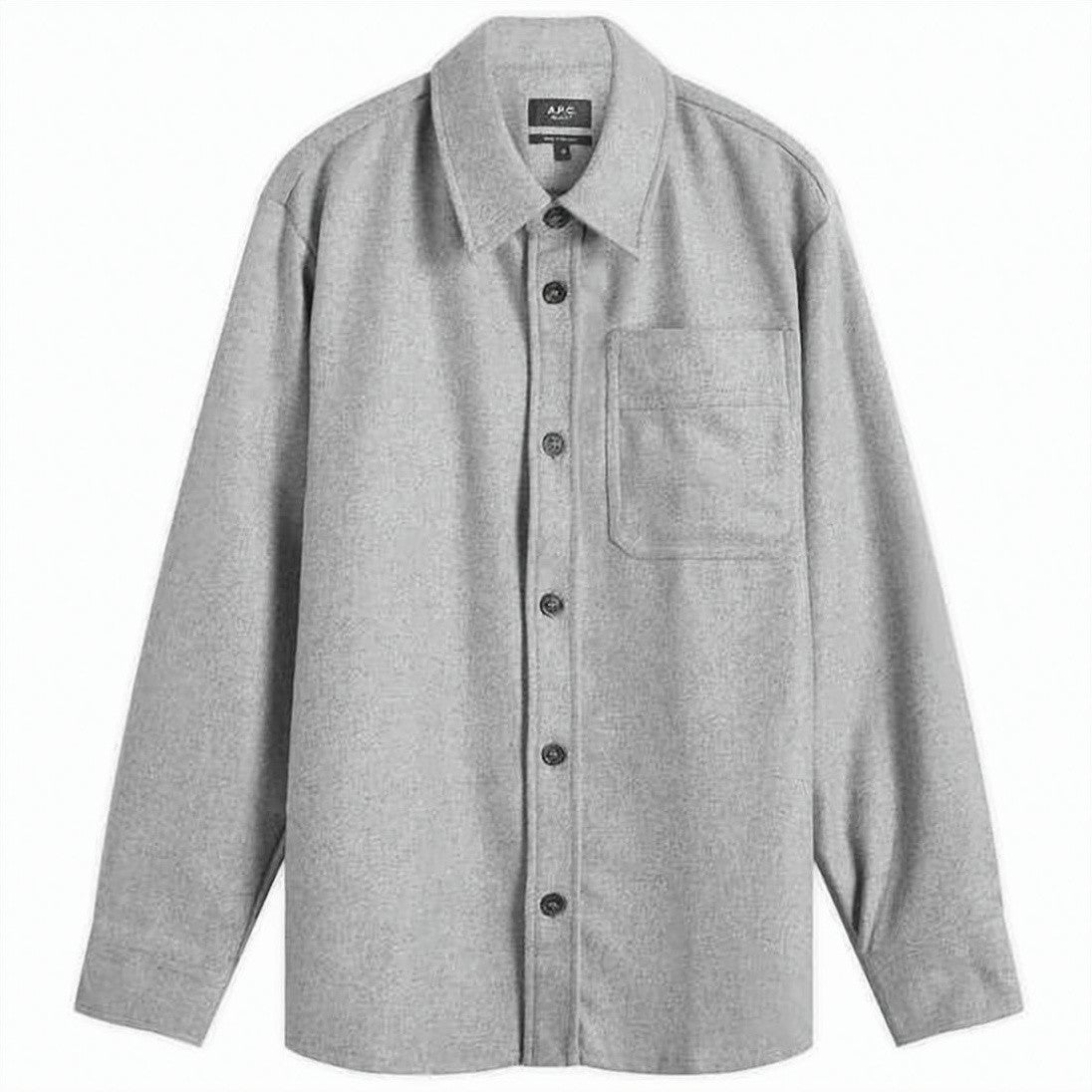 A.P.C. Textured Gray Long-Sleeve Shirt With Classic Collar
