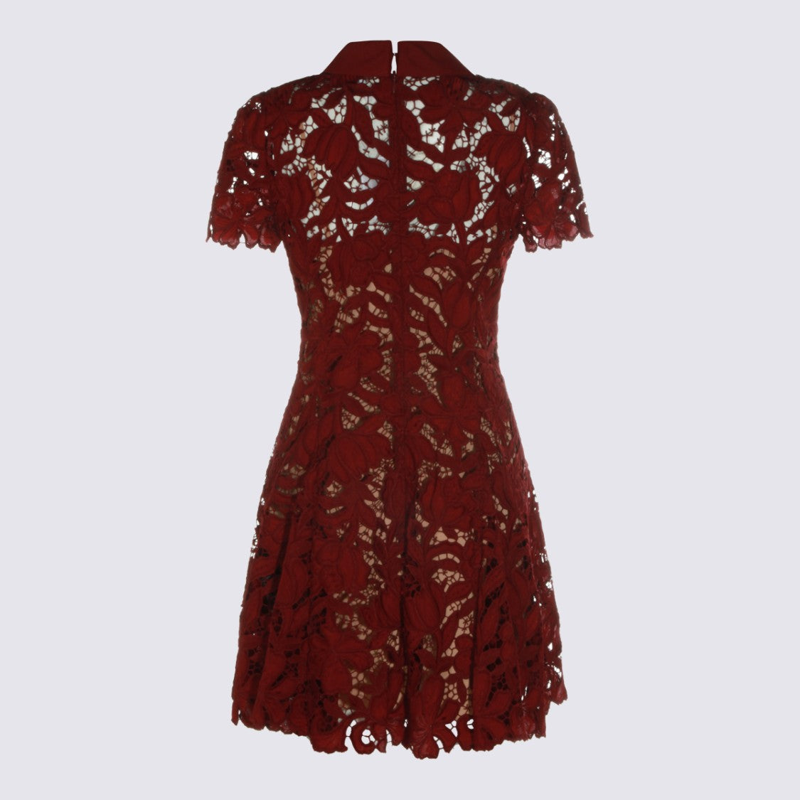 Self-Portrait Floral Lace Mini Dress With Scalloped Edges And Classic Collar
