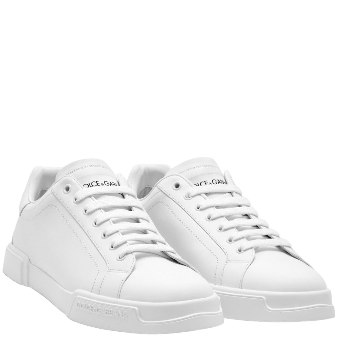 Dolce & Gabbana White Portofino Leather Lacing Sneakers
