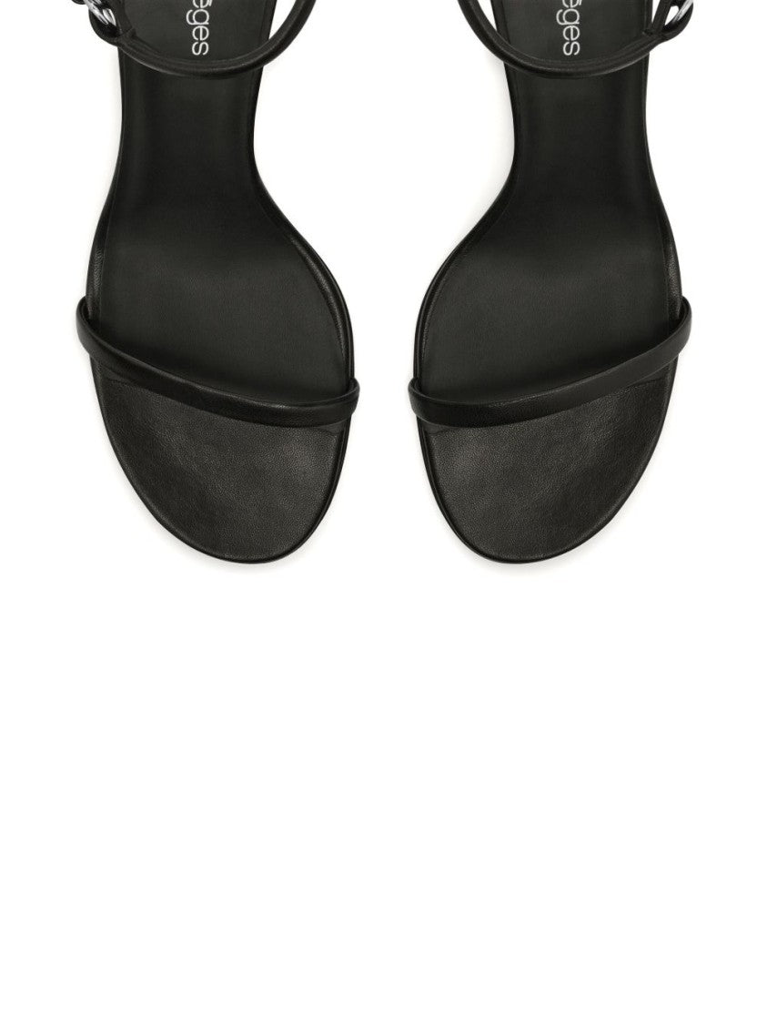 Courrèges Black Logo Plaque Ankle Strap Sandals