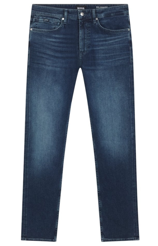 Boss Slim-Leg Blue Jeans With Five-Pocket Design