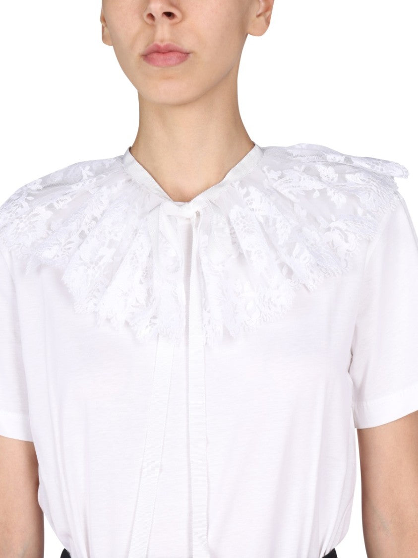 Patou Intricate Lace Embroidery Collar T-Shirt