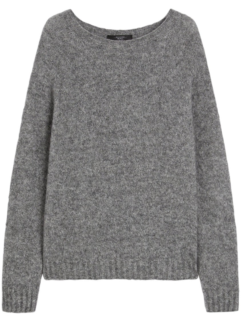 Max Mara Relaxed Fit Grey Sweater With Ribbed Details