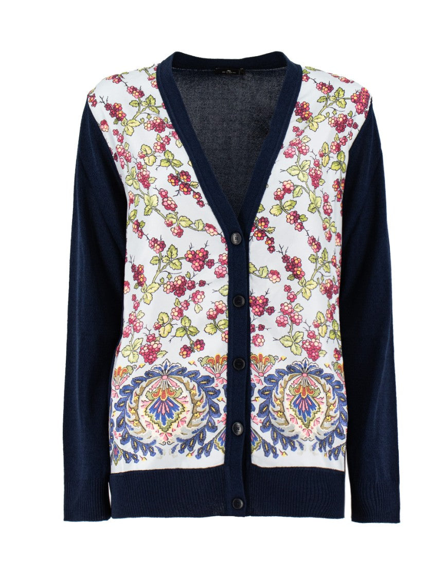Etro Blue Cotton Blend Cardigan