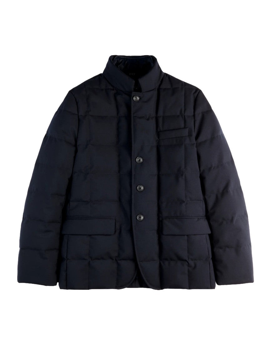 Fay Quilted Navy Down Jacket With Tailored Fit