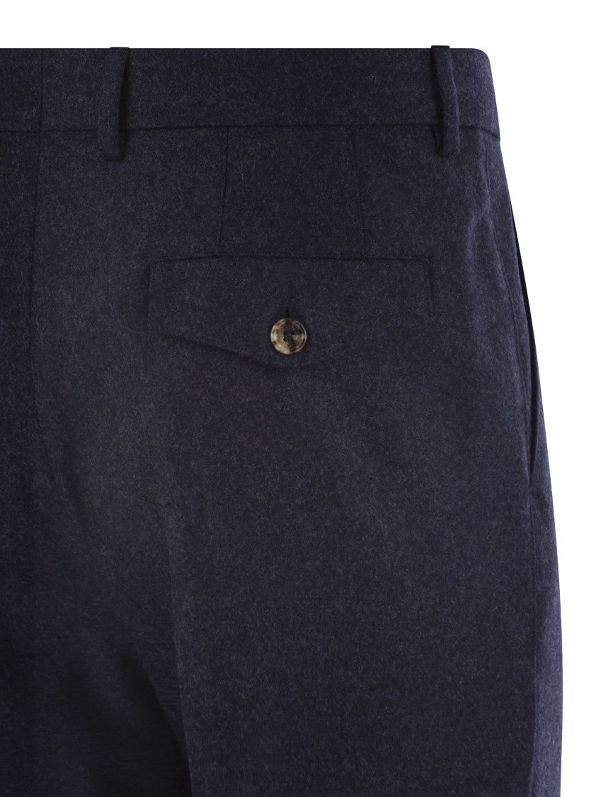 Brunello Cucinelli Leisure Fit Trousers In Virgin Wool Flannel