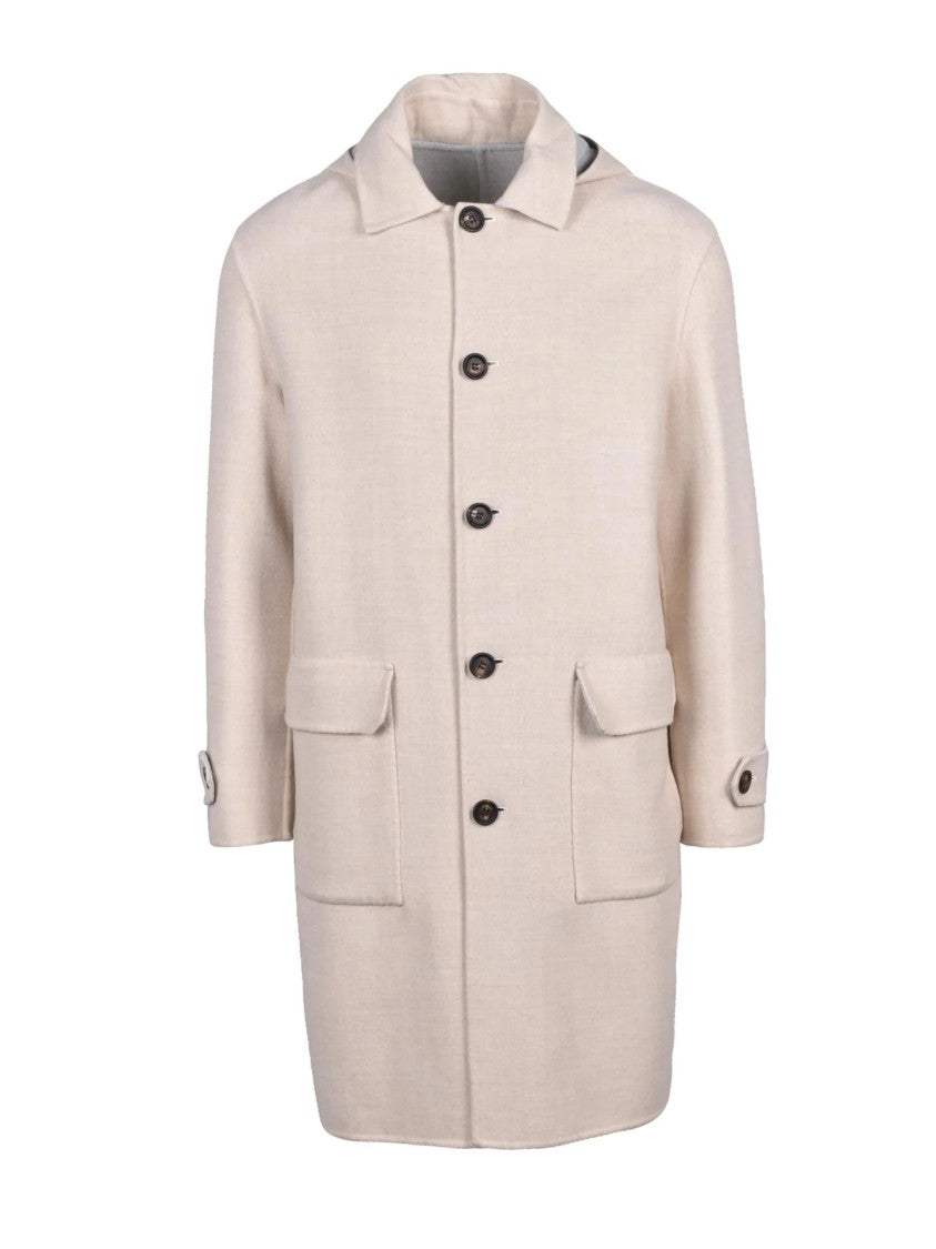 Eleventy Beige/Grey Reversible Wool Coat