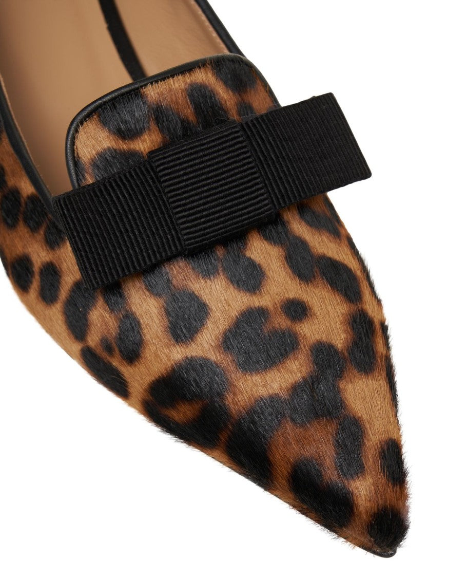 Gender Animal Print Calf Hair Pumps With Bow Detail