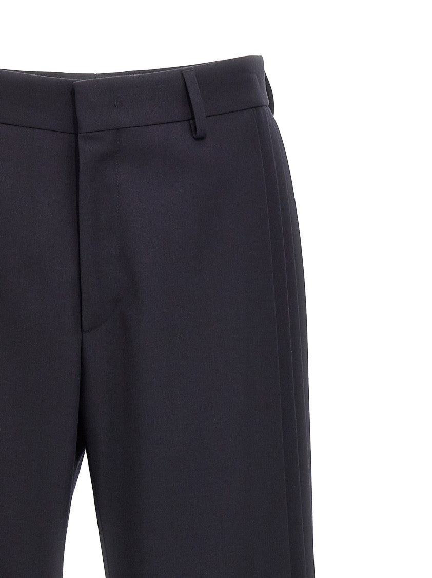 Fendi Wool Crêpe Blend Pants With Tailored Silhouette And Side Pleats