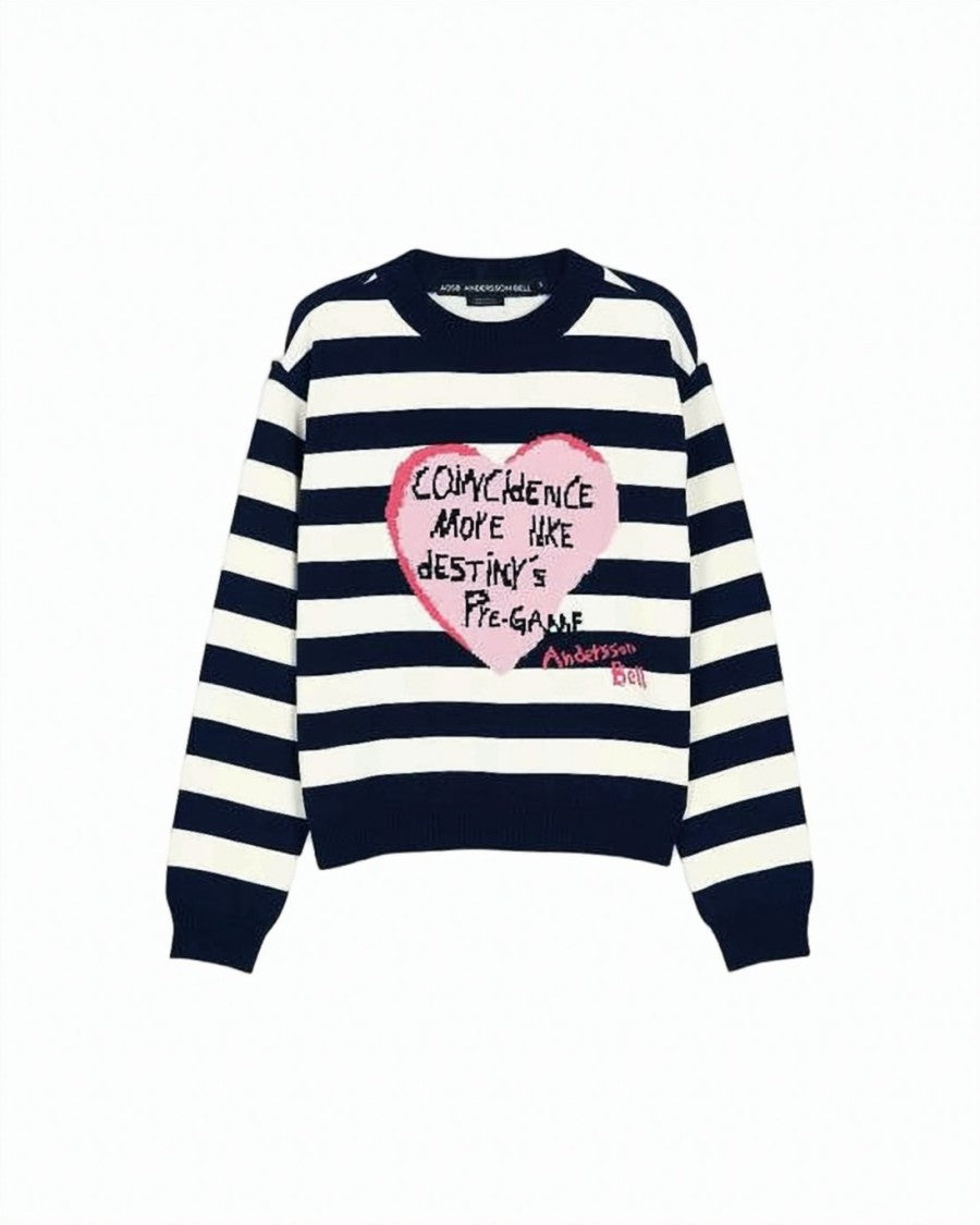 Andersson Bell Striped Sweater With Heart Graphic And Signature Detail