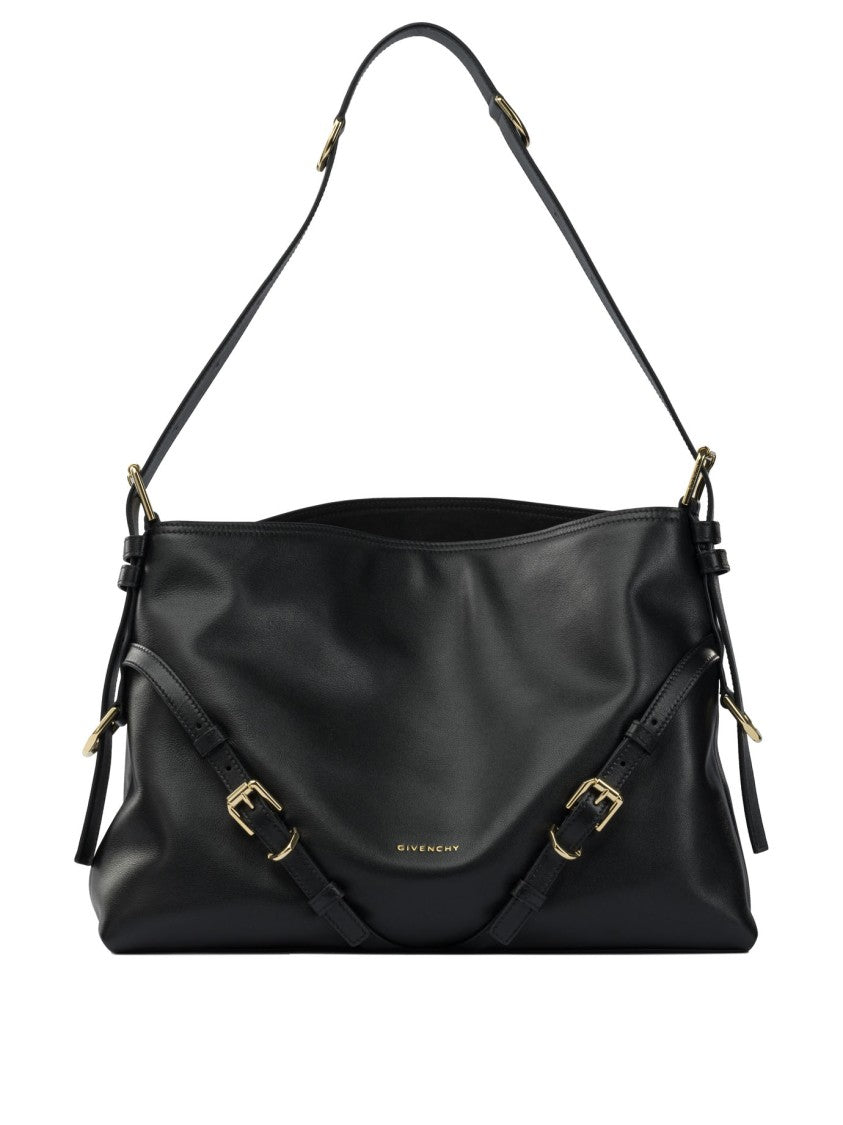 Givenchy V-Shaped Black Calfskin Leather Shoulder Bag
