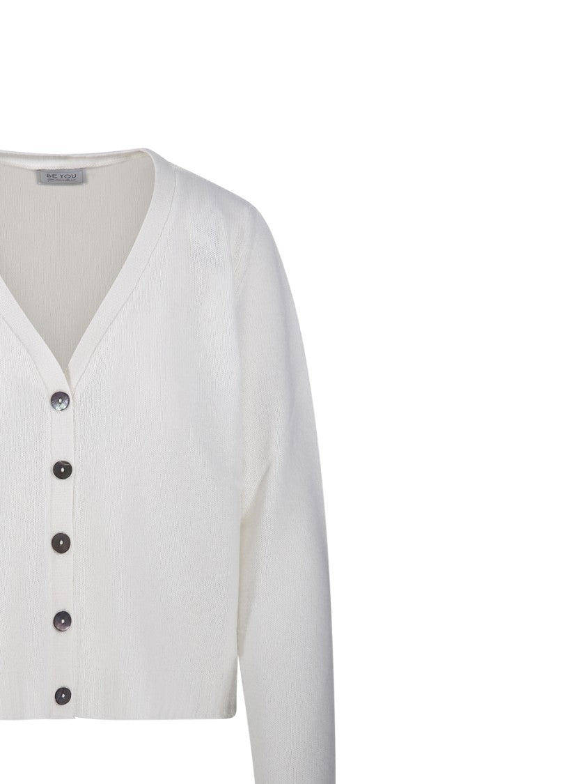 Be You V-Neck Cashmere Cardigan With Contrasting Buttons