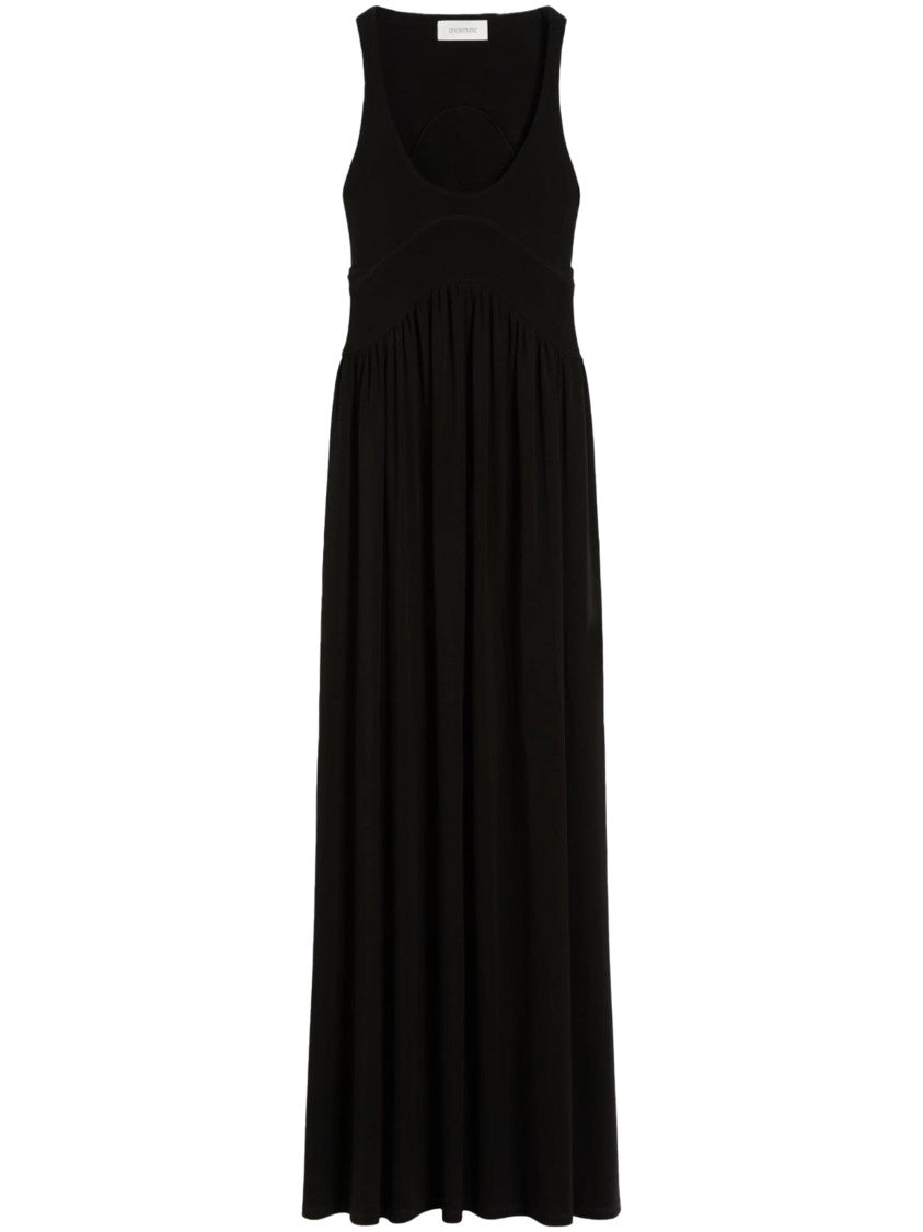 Max Mara Sleeveless Black Jersey Maxi Dress With Cut-Out Back