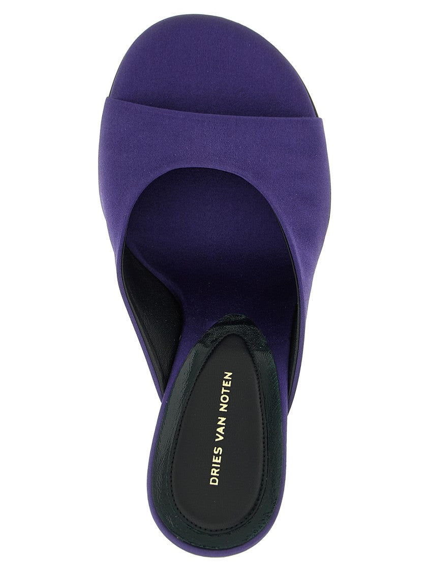 Dries Van Noten Deep Purple Satin Mules