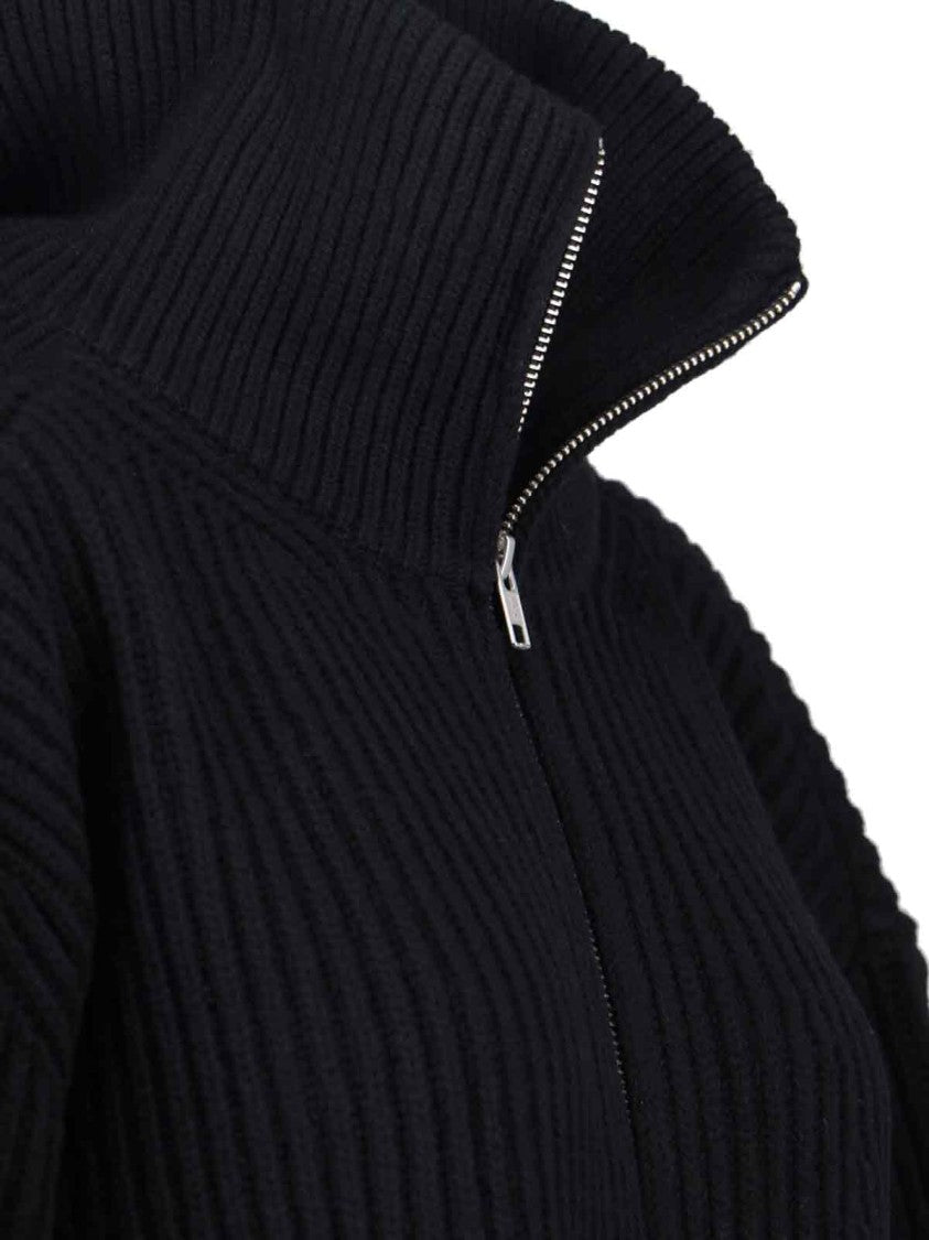 Mm6 By Maison Margiela Zip Wool Sweater – Black
