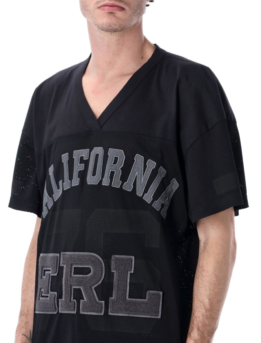 Erl Breathable Mesh Tee With V-Neck And Dropped Shoulders