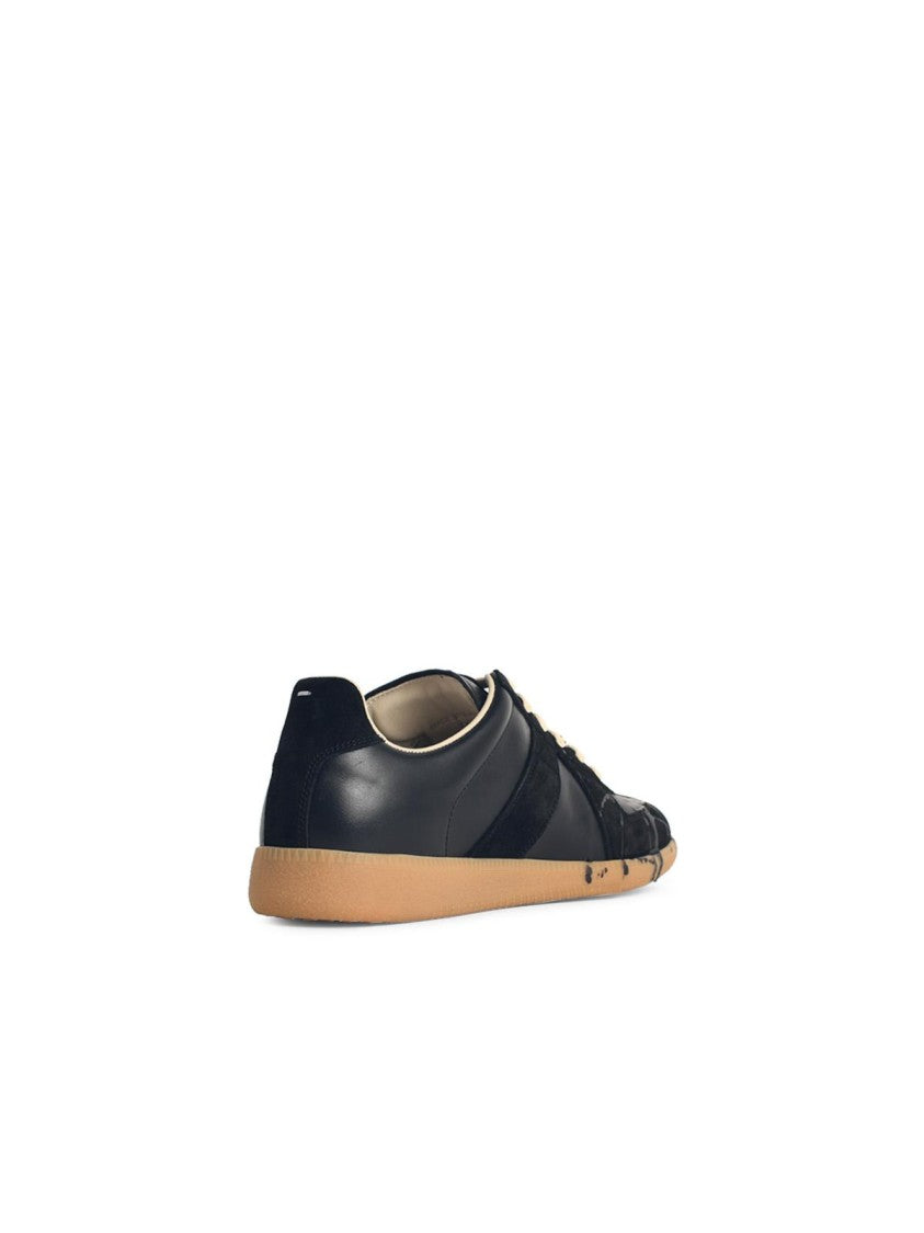 Maison Margiela 'Replica' Black Leather Sneakers