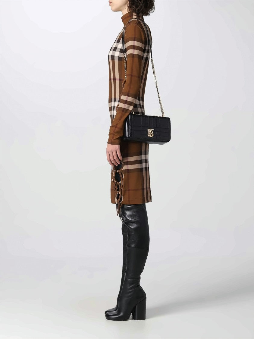 Burberry Quilted Black Lambskin Shoulder Bag With Chain Strap