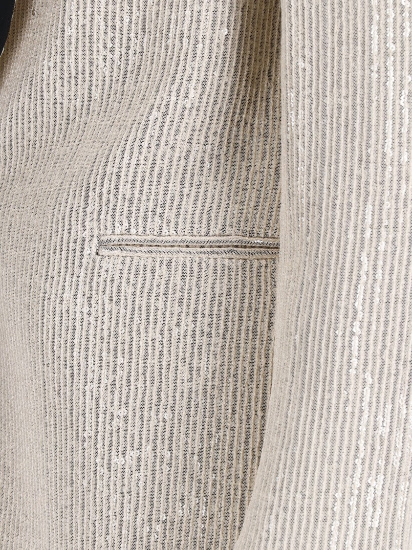 Lardini Cream Sequin Single-Breasted Blazer