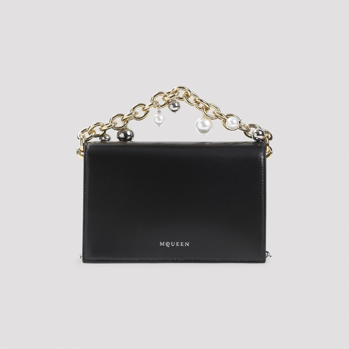 Alexander Mcqueen Rectangular Leather Clutch With Metallic Skull