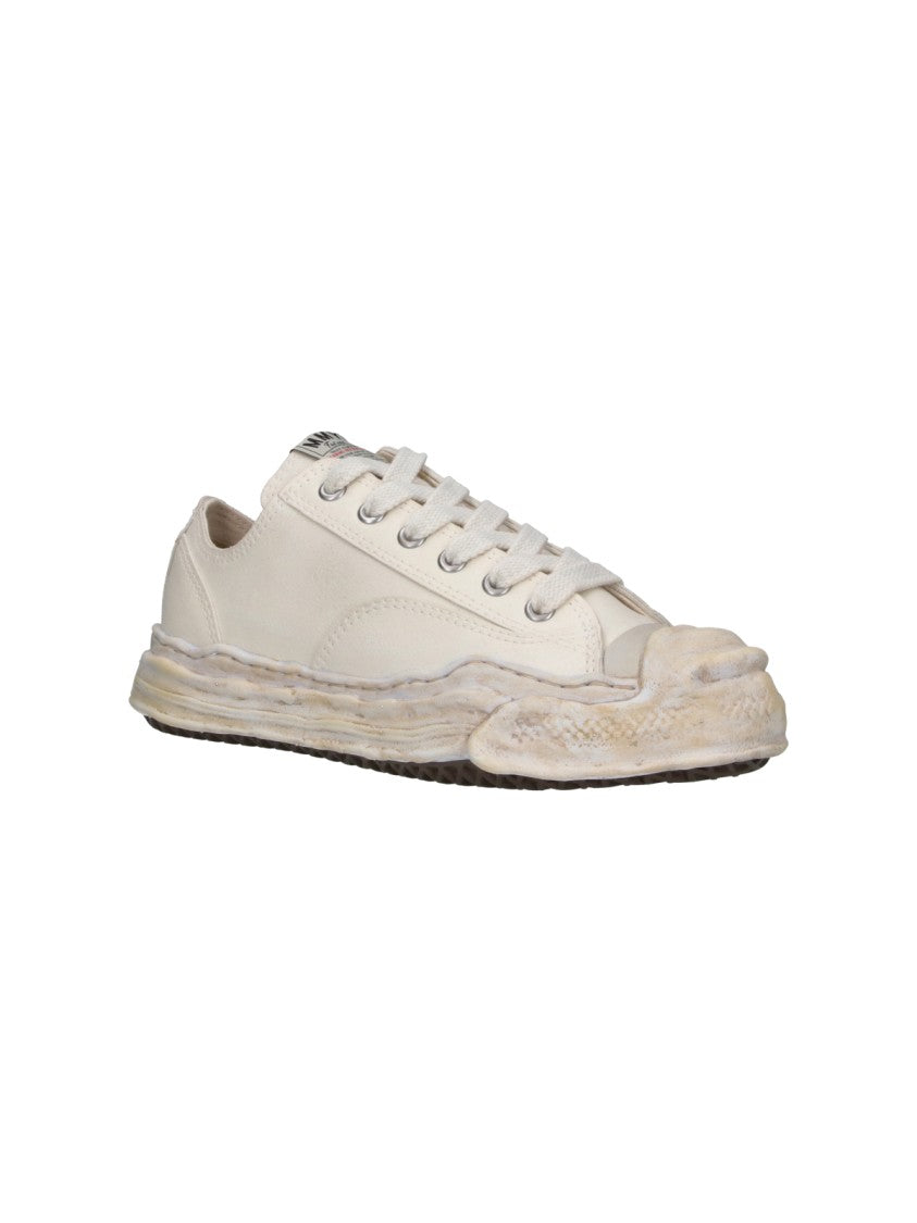 Maison Mihara Yasuhiro Hank Og Sole Distressed White Leather Low-Top Sneakers