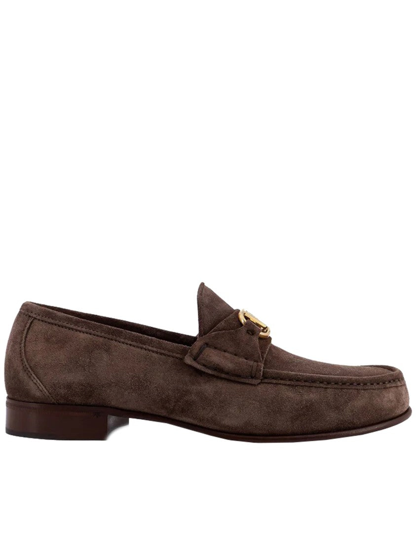 Valentino Brown Loafer Moccasin Toe Suede Loafers