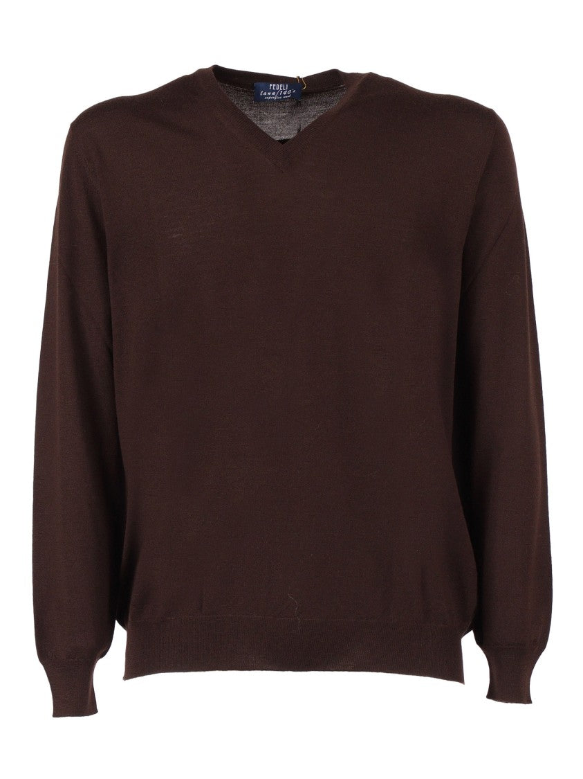 Fedeli Fitted V-Neck Knitted Sweater