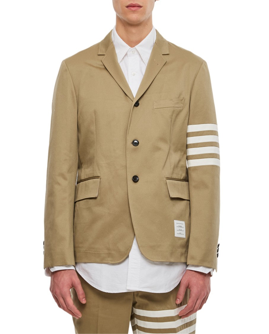 Thom Browne Single-Breasted Cotton Twill Sport Jacket With Iconic Sleeve Stripes