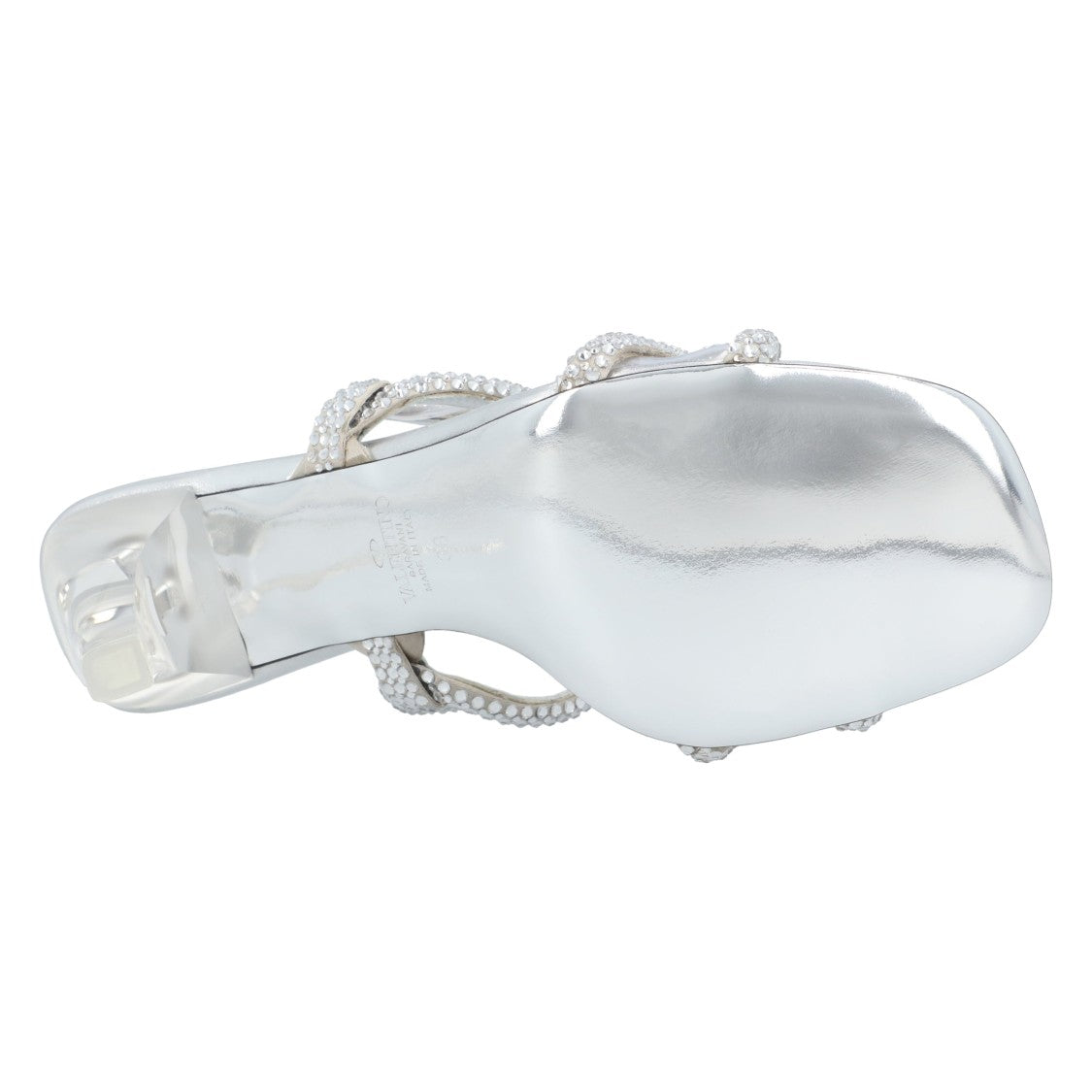 Valentino Chain 1967 Slide Sandals Silver