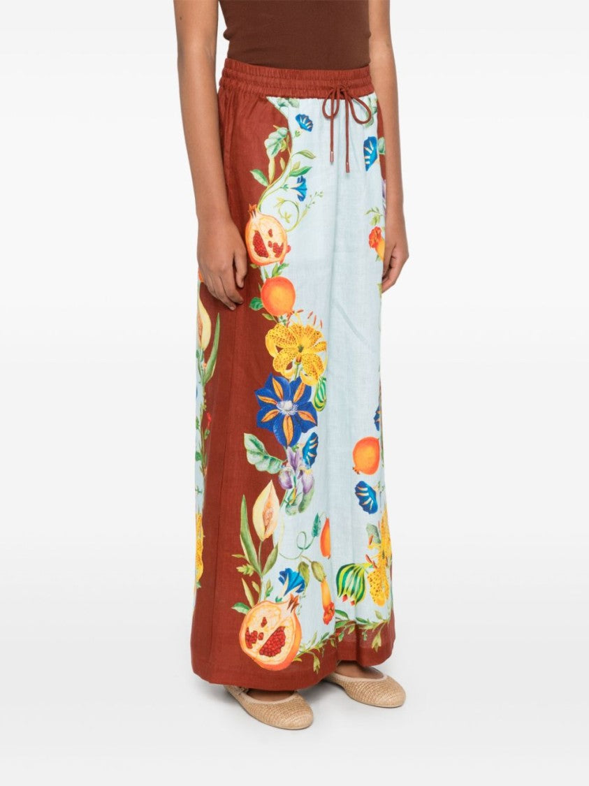 Alemais Rich Chocolate Brown Dahlia Linen Trousers