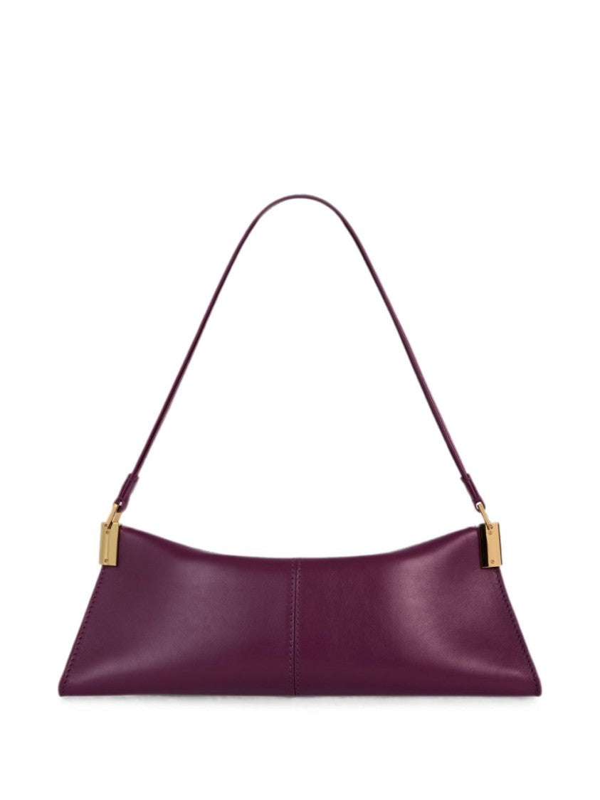 Balmain Deep Plum Triangular Leather Handbag