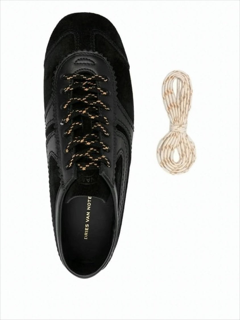 Dries Van Noten Calf Leather Sneakers With Tonal Paneling