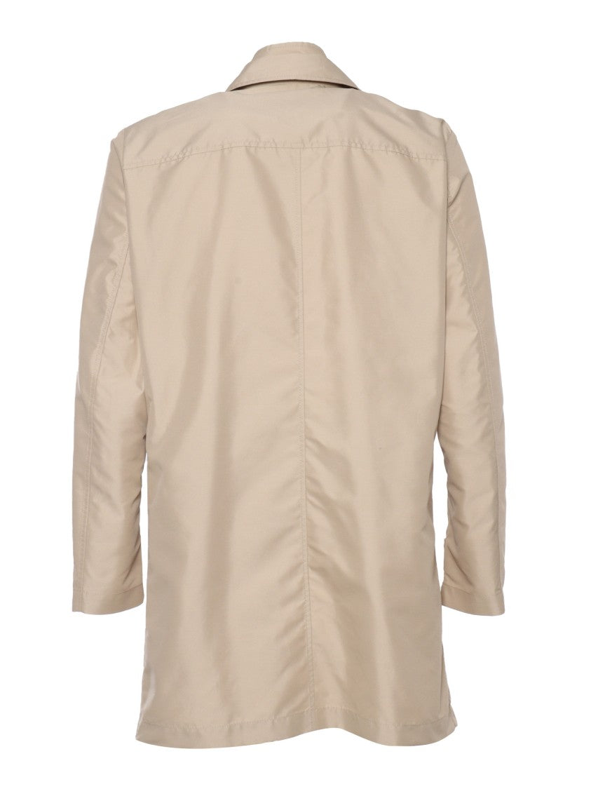 Fay Luxe Beige Long Coat With Dual Collar