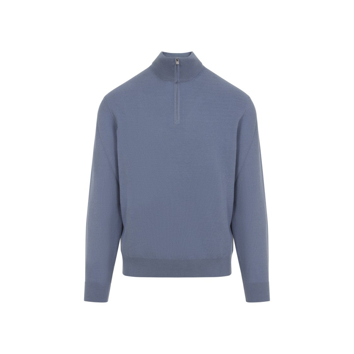 Ralph Lauren X Purple Label Soft Blue Wool Pullover With Ribbed Collar