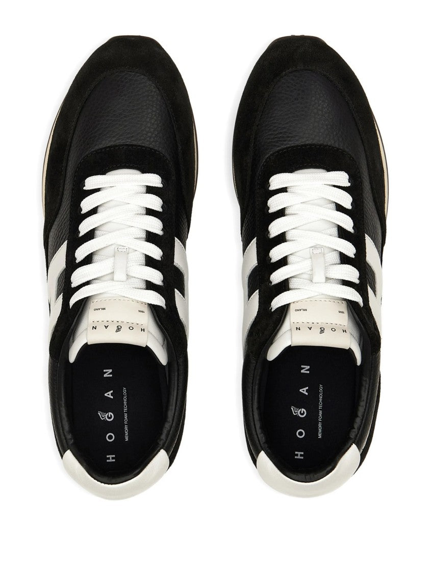 Hogan Black Low-Top White Accent Logo Sneakers