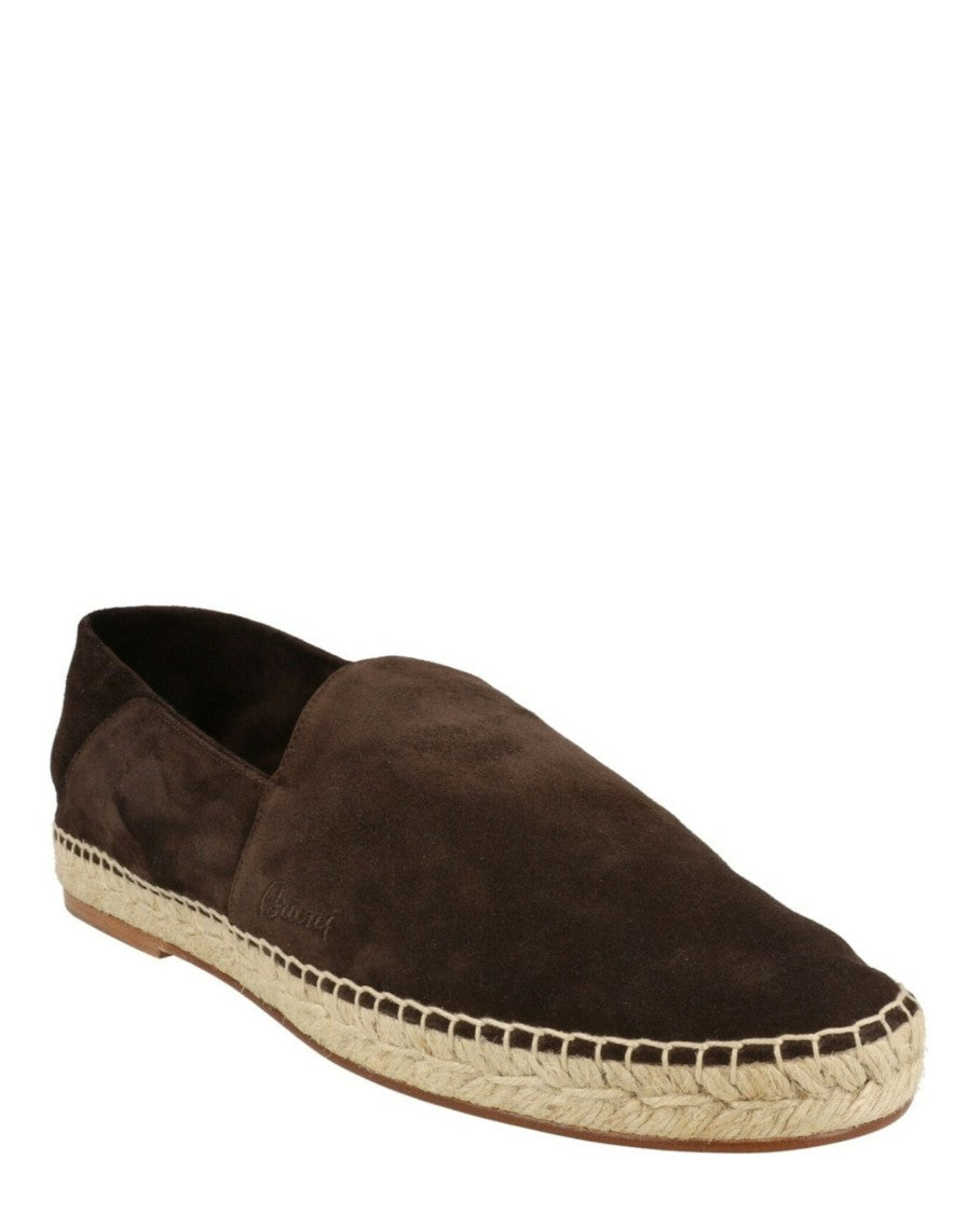 Brioni Slip-On Suede Espadrilles With Block Heel And Jute Sole