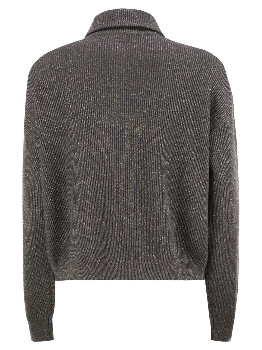 Brunello Cucinelli Cotton And Viscose Rib Knit High Collar