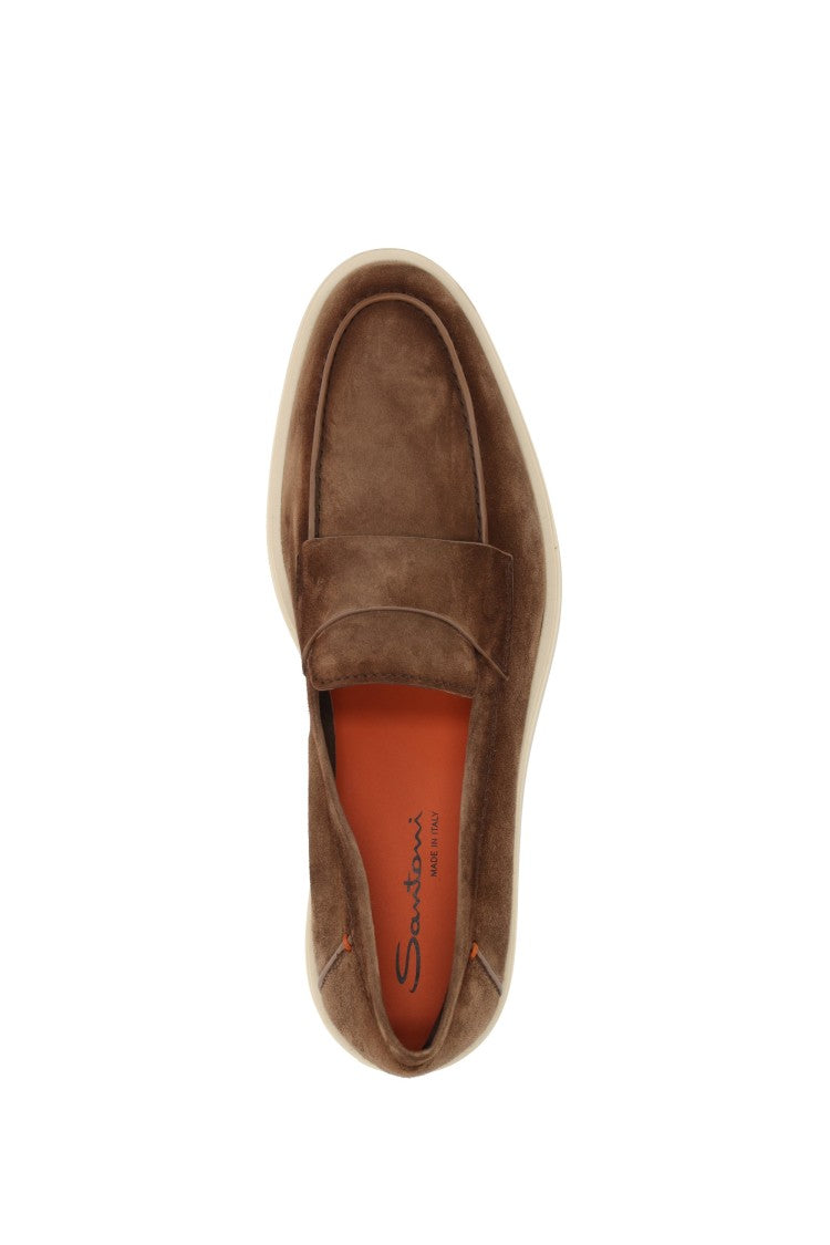Santoni Suede Slip-On With Rubber Sole