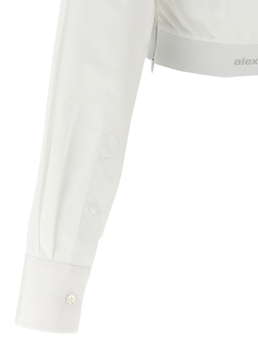 Alexander Wang Cropped Cotton Shirt With Elastic Logo Hem